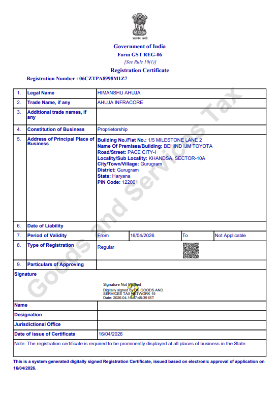 GST Registration Certificate