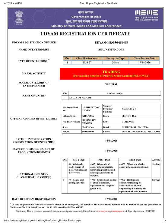 Certificate of Registration